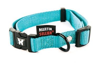 Martin sellier halsband nylon turquoise verstelbaar