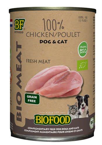 Biofood organic hond 100% kip blik