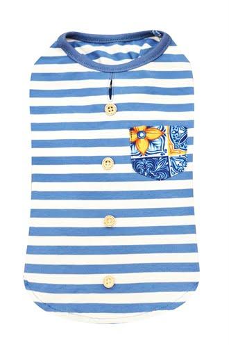 Croci t-shirt hond top maioliche gestreept blauw / wit (25 CM)