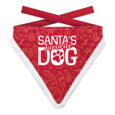 Plenty gifts kerst bandana santa's favorite dog poot rood (12-16 CM 10X13 CM)