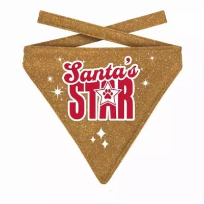 Plenty gifts kerst bandana santa's star glitter goud (12-16 CM 10X13 CM)