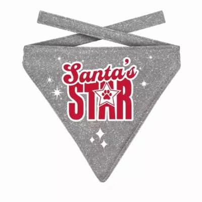 Plenty gifts kerst bandana santa's star glitter zilver (12-16 CM 10X13 CM)
