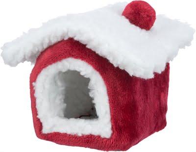 Trixie xmas cuddly cave muis / hamster rood / wit (15X15X12 CM)